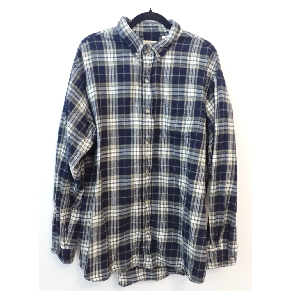 Red Head Plaid Flannel Shirt Mens XL Blue Green Long Sleeve Button Up 100%Cotton